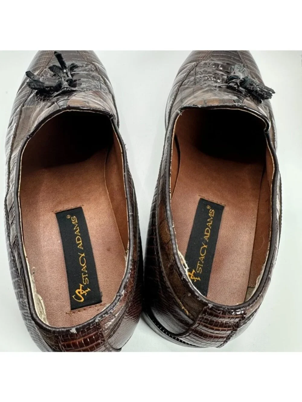 Stacy Adams Loafers Dress Shoes Mens Size 10.5 M Genuine Snake Leather Brown